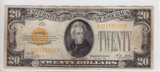 United States 1928 $20 Gold Certificate Note Fr 2402 A32115568a photo