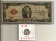 1928 E $2 Red Seal United States Note &1943 Steel Penny (you Get Both) Small Size Notes photo 2