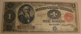 1891 Large $1 One Dollar Stanton Treasury Coin Note Star Red Seal Bruce Roberts photo