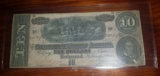 1864 Civil War Confederate Money $10 Ten Dollar Note Bill Richmond Va photo