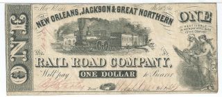 Louisiana Orleans Jackson & Great Northern Rail Road $1 1861 Red 10259 A photo
