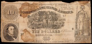 $10 Confederate States Of America Note.  September 2nd 1861. photo