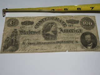 Confederate 100 Dollars Dec 2nd,  1862 Civil War Currency,  Lucy Pickens; Fast Ship photo