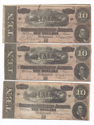 Solid Group Of Confederate Currency 1864 photo