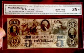 1854 Obsolete Bank Note Memphis Tn.  Vf25.  50,  Off 12/27 photo