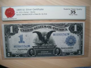 1899 Black Eagle $1 Silver Certificate Note Fr 232 Parker Burke Vf35 Spq photo