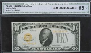 $10 1928 Gold Certificate Cga Gem 66 2 Of 2 Tremendous photo