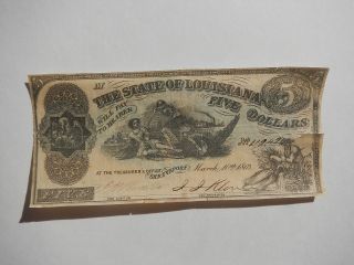 Civil War Confederate 1863 5 Dollar Bill South Strikes Down North Paper Money Cs photo