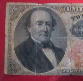 Old Usa Paper Money Note 1874 Fractional Currency 25 Cents Red Seal Collectible photo