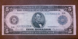 Rare Texas 1914 $5 Dollar Bill,  Us Currency Old Dallas Large Paper Money Big 11 - K photo