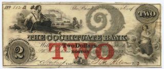 1853 $2 Cochituate Obsolete Bank Note After First Item photo