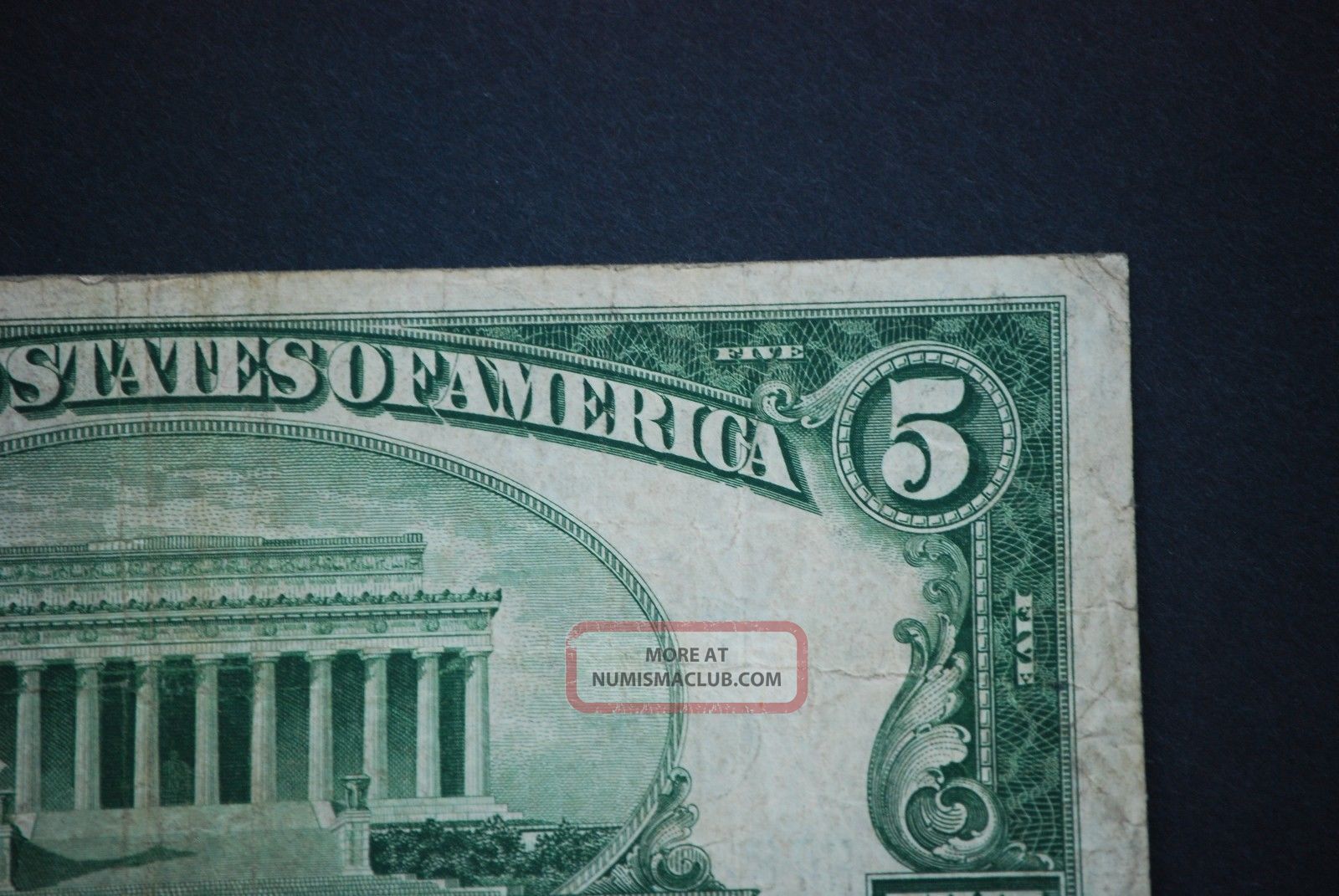 1934 D $5 Silver Certificate Blue Seal Small Note Estate Find