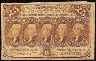 25 Cent Fractional Note 1862 - 1863 Currency Civil War Era Paper Money Fr 1281 photo