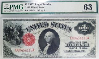 1917 $1 Legal Tender Lg Sz Note Red Seal (104074) photo