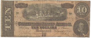 Confederate $10.  00 Richmond Note - Hand Signed - Dated February 17,  1864 Authentic photo
