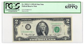 Fr.  1935 - C 1976 $2 Philadelphia Star Federal Reserve Note Low Serial Pcgs 65ppq photo