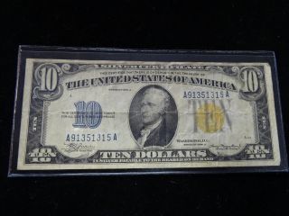 Vintage U.  S.  Currency 1934 A North Africa Silver Certificate $10 (shippng) photo