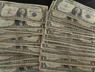 Quantity Of 110 - $1.  00 Silver Certificates - 1935 & 1957 - Circulated photo