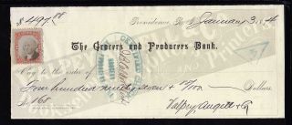 1874 The Grocer ' S And Producers Bank - Providence,  R.  I.  - C/w Revenue Stamp photo