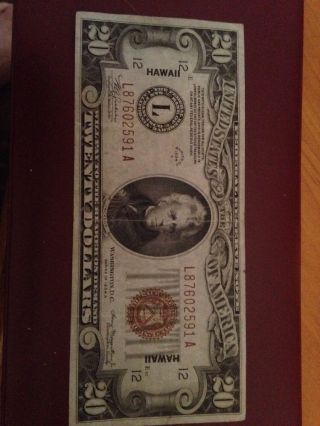 Twenty Dollar 1934 A Hawaii Federal Reserve Wwii Emergency Issue $20 Bill photo