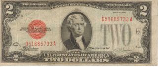 1928 - F $2 Us Note,  Red Seal,  Note (r - 165) photo