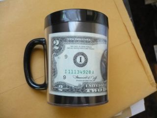, Uncirculated $2.  00 Bill In A Souvenir Mug From Santa Monica Bank photo