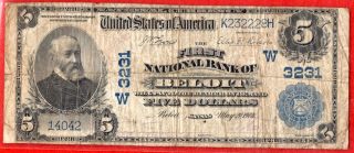 1902 $5 National Currency (no Date) First National Bank Of Beloit 3231 photo