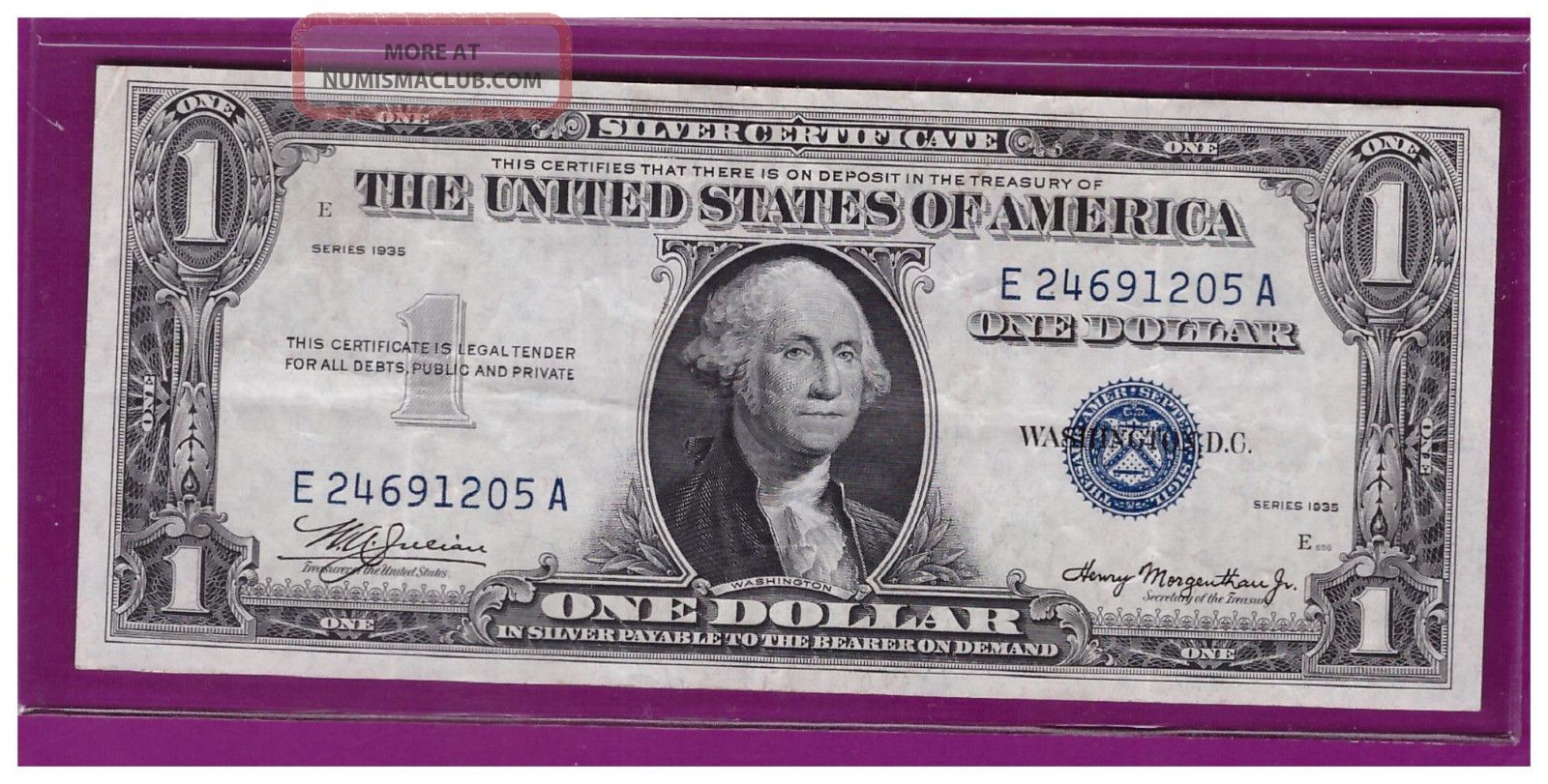 Vintage $1 1935 - Plain Silver Certificate One Dollar Bill 1 Double Date Blue L235 Small Size Notes photo