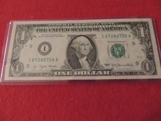 1977 Backwards Overprint (error) One Dollar Bill Near photo