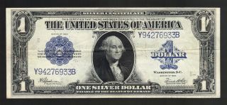 $1 1923 Large Dollar Usa Silver Certificate Blue Seal Paper Bill Washington Note photo