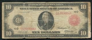 Fr.  895b 1914 $10 Red Seal Frn Federal Reserve Note Rare Only 65 Known photo