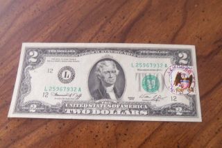 Series 1976 $2 Bill First Day Issue Post Marked April 13 1976 In Lemoore,  Ca Unc photo