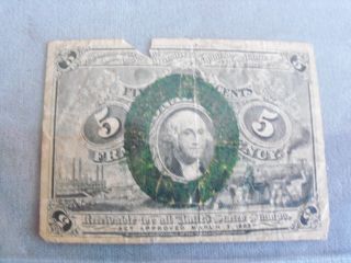 1863 Us Fractioal Note 5 Cents Civil War Note photo