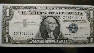 Silver Certificate 1957 1 Dollar Bill photo