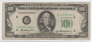 1950 B Federal Reserve Note One Hundred Dollar Bill.  $100.  00.  84a photo