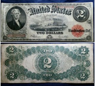 1917 $2 Two Dollar U.  S.  Legal Tender Large Size Currency Note photo