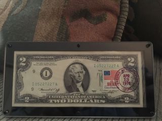 Series 1976 $2 Bill First Day Issue Post Marked April 13 1976 In Minneapolis Mn photo