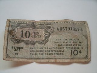 Ten Cents Military Payment Certificate Note Series 461 photo
