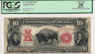 1901 $10 Legal Tender Us Note Bison (fr 122) 