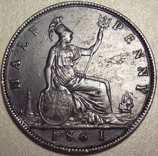 1861 Great Britain 1/2 Half Penny photo