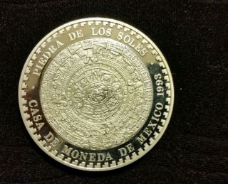 1993 2oz Mexican Silver Proof Piedra De Los Soles (aztec Calendar) photo