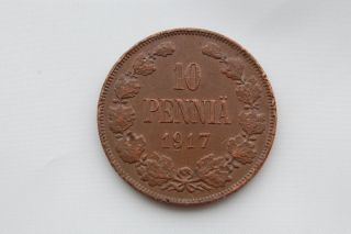 Finland Russia 10 Pennia 1917 Nikolai Ii Xf photo