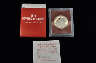 1976 Liberia Proof $5 Five Dollar Coin photo