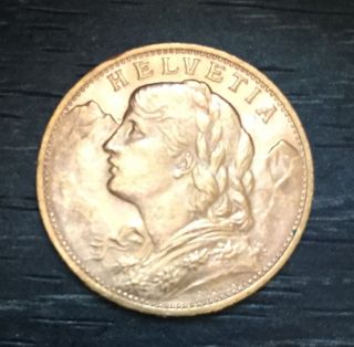 1930 B - Swiss 20 Franc Gold Coin - photo