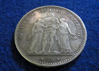1874 K France Silver 5 Francs - Circulated - photo