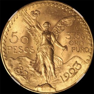 1923 Mexico Gold 50 Peso Ngc 64 photo