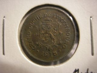 1918 Luxembourg 5 Centimes Wwi Iron Coin Km 30 photo
