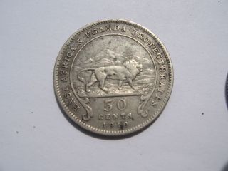 1910 British East Africa 80 Silver 50 Cent Coin Kenya Uganda Zanzibar Tanzania photo