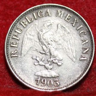 1903 Mexico 10 Centavos Silver Foreign Coin S/h photo