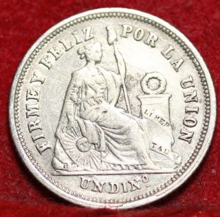 1863 Peru 1 Din Silver Foreign Coin S/h photo